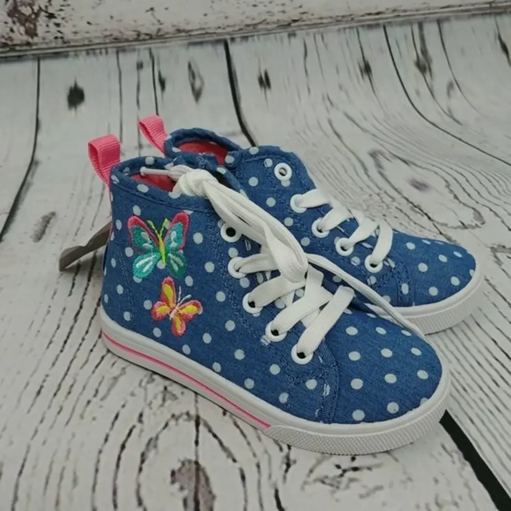 Carters Denim Blue Butterfly High Top Sneakers